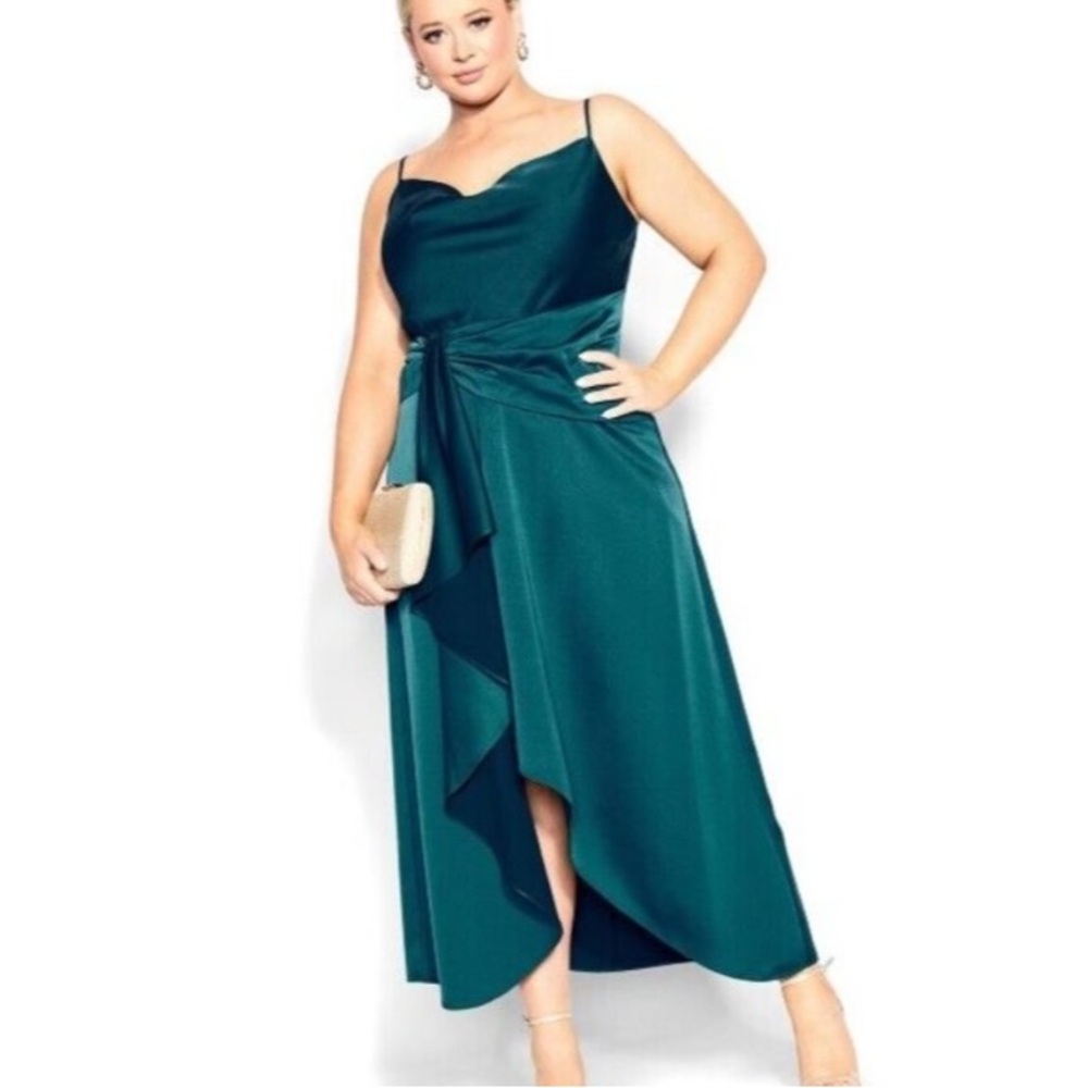 City Chic viridian simplicity Elegant Teal Formal Dress New